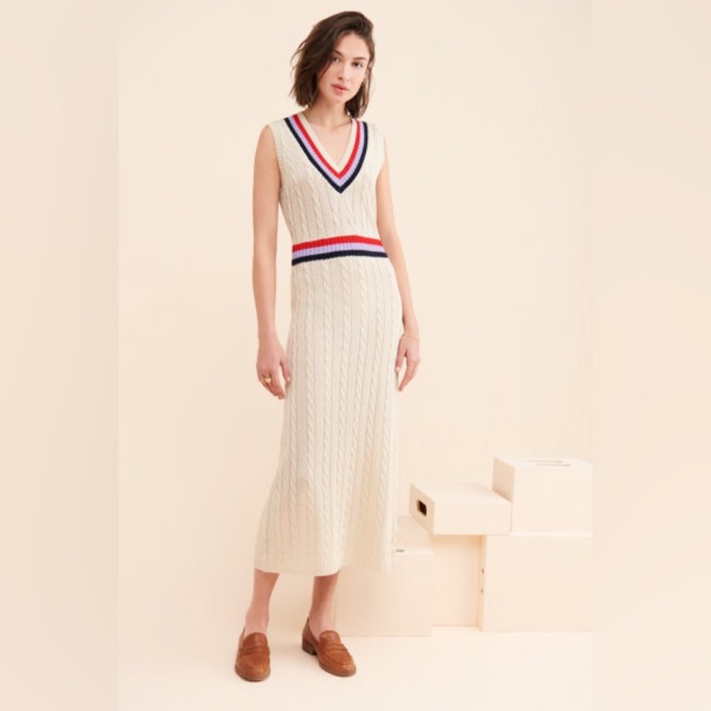Anna Sui Cream Sweater Knit Dress